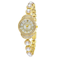 Montre à quartz pour femmes élégante, montre à chaîne de perles - Montre pour femmes de style haut de gamme et luxueux