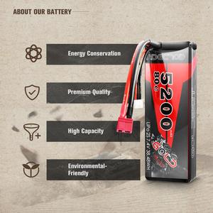 High rate from download Battery Lipo 2S 7,4 mAh 5200 V 80C RC Lipo battery for car with case - Product Image 2