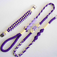 Ensemble laisse et collier pour chiot en macramé doux en coton tressé fait main, durable et esthétique, accessoire pour animaux de compagnie