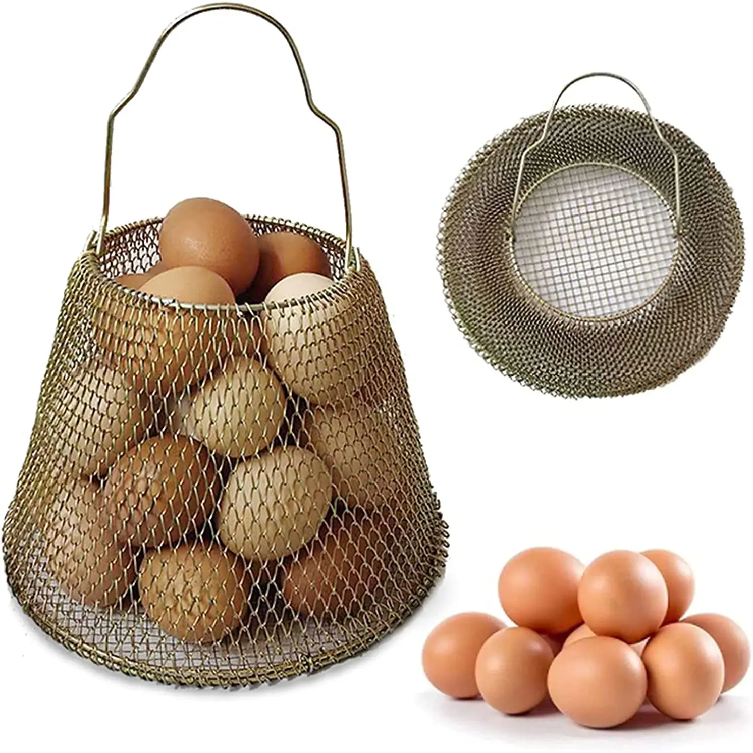 Großhandel Ei Sammel korb Huhn zusammen klappbare Mini Draht frische Eier tragen Körbe