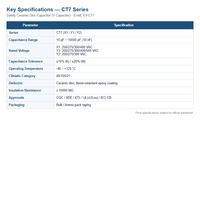 Condensateur Y, Condensateur de Sécurité, Condensateur Céramique à Disque X1Y1 X2Y2 400VAC EvolE CT7 10-10000pF, Filtre EMI, Approuvé CQC VDE UL