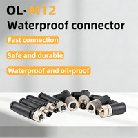 Connecteur d'alimentation circulaire M12 4 broches mâle-femelle étanche IP67 30V 5-7A pour usage aéronautique