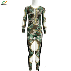 Normzl personnalisé paillettes frange Majorette Performance Costume en gros tigre rayure Orange Majorette danse uniformes - Product Image 2