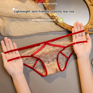 売れ筋セクシーレースTバックショーツ、シースルーのクロスバックデザインと超快適な細ストラップ付き（女性用） - Product Image 1