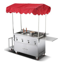 Chariot à gaz amovible avec friteuses doubles, crêpières et gaufriers