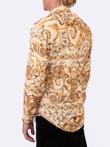 <span class=keywords><strong>Camicia</strong></span> da <span class=keywords><strong>uomo</strong></span> a pieghe con stampa barocca con rosa caratterizzata da un classico colletto con abbottonatura a maniche lunghe al centro camicie davanti - Product Image 6