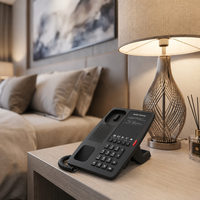 Téléphone IP sans fil H4W noir pour chambre d'hôtel, Wi-Fi 6 double bande, 5 touches programmables, USB-A, panneau personnalisé