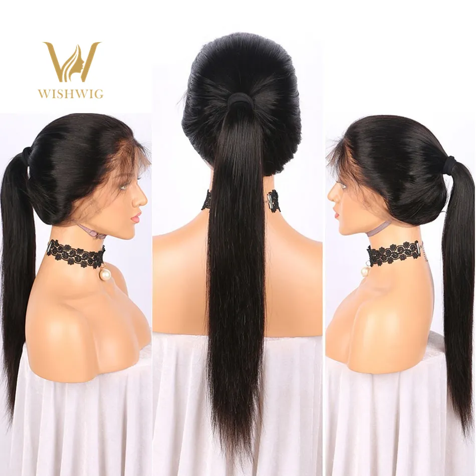 Ready To Ship Wholesale Cambodian Straight Invisible Hd Lace High Ponytail Bleached Knots Raw Hair 360 Lace Wigs For Black Women