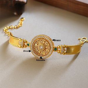 Nueva Pulsera de Estilo Chino Vintage con Brújula de los Ocho Tesoros Giratoria de Circonio, Joyería de Mano Versátil de Lujo de Alta Gama - Product Image 2