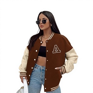 Varsity <b>Jacket</b> Unisex Classic Casual Letterman Style Button Front Ribbed Cuffs Comfortable Everyday Outerwear <b>Lightweight</b> - Product Image 1