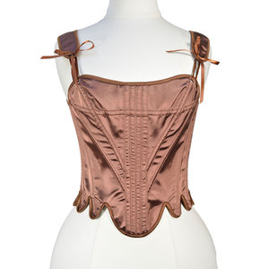 Corsé transpirable de encaje para mujer, top bustier con control firme, diseño renacentista de color liso con cordones - Product Image 5