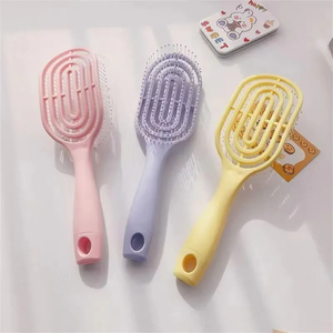 Custom Plastic Round Shape Hairbrush with Hollow Detangling Feature Curly Hollow Scalp <b>Massage</b> Comb <b>Personal</b> Care Beauty Product - Product Image 3