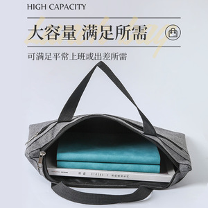 Porte-documents d'affaires en tissu Oxford gris, sac de réunion de bureau imperméable pour hommes et femmes - Product Image 5