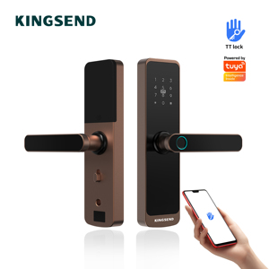 Kingsend Smart Lock Tuya APP WiFi Fingerprint Recognition <b>Card</b> Password <b>Memory</b> <b>Card</b> for Wood/Steel Door - Product Image 1