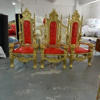 Fauteuil Trône Royal de Luxe Lion Baroque à Dossier Haut, Argent et Or, pour Mariages et Événements, Vente en Gros Direct Usine