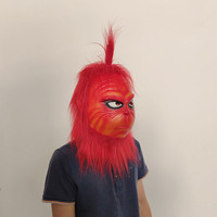 Masque en peluche de cosplay de monstre rouge, masque en latex pour décoration de Noël, masque intégral pour la tête, masque rouge de Grinch