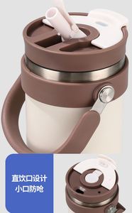 30oz Stainless Steel Insulated Tumbler <b>with</b> Handle and Flip Straw <b>Lid</b>, Leakproof Vacuum Travel Mug BPA-Free <b>Reusable</b> <b>Cup</b> for Car - Product Image 6