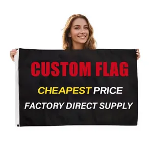 Banderas personalizadas promocionales 3x5ft con logotipo Impresión personalizada Campaña de publicidad al aire libre Serigrafía Banner Bandera personalizada