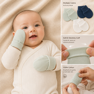Mitaines pour nouveau-nés en coton biologique anti-griffures, logo personnalisé, prix de gros du Vietnam - Product Image 3