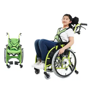 celebral الشلل كرسي متحرك الأطفال Suppliers-كرسي متحرك يدوي للأطفال قابل للطي من الألومنيوم للأطفال