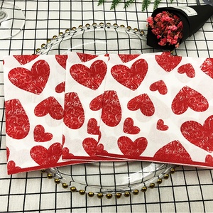 2 ply Đỏ tình yêu trái tim Khăn ăn 6.5 inch dùng một lần Trinh gỗ bột Giấy túi in cho Nhà hàng sử dụng ăn trưa serviettes - Product Image 3