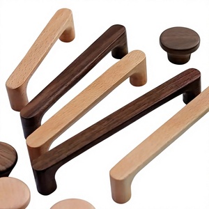 Juego de tiradores y pomos de madera para muebles, diseño moderno, hechos a mano, ligeros, para puertas, decoración de gabinetes de cocina, duraderos, para interiores/exteriores - Product Image 2