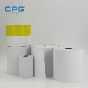 Papel térmico premium no tóxico de 3 1/8 pulgadas y 55 g/m², libre de bisfenol A, rollo de papel para recibos de cajeros automáticos y terminales de punto de venta. - Product Image 1