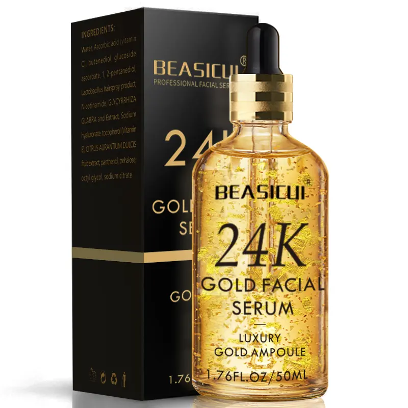 Nuovo siero per la cura della pelle Private Label antietà rughe macchie scure acido ialuronico/collagene 24k Gold Serum per lo sbiancamento del viso