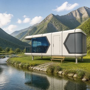 Cabine modulaire en structure acier avec fenêtre panoramique pour maison de vacances en zone de villégiature en montagne ou en zone de villégiature en zone montagneuse - Product Image 2