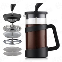 Mini French Press Coffee Maker 12 oz , Small Camping French Coffee Press  Glass