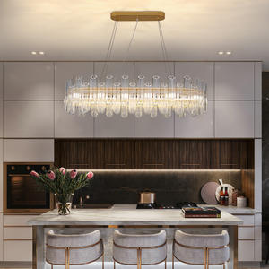 Luces de araña redondas para decoración de sala de estar, anillo Led colgante moderno, luz colgante de tubo de vidrio - Product Image 6