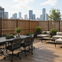 Nouvelle Tendance : Clôture de Balcon à Lames Verticales Courbes en WPC, Facile à Assembler, Garde de Confidentialité en Composite Plastique pour Jardin
