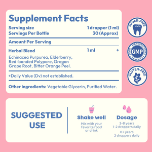 LIFEWORTH supporto immunità per bambini gocce integratore con radice di uva Echinacea origon di sambuco biologico e buccia d'arancia età 2-16 anni - Product Image 3