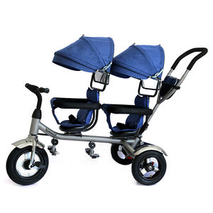 <span class=keywords><strong>3</strong></span>轮双胞胎双人三轮车乘坐汽车儿童推三轮车，带双臀座椅和符合人体工程学的儿童婴儿背带 - Product Image 2