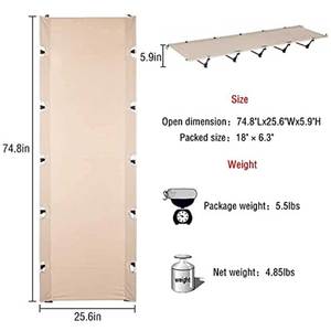 Heavy Duty Aluminum Frame Foldable Camp <b>Cot</b> With Oxford Fabric Mattress for Outdoor Patrol Team Bulk Order Folding Chair Bed - Product Image 5