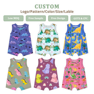 Tutina Estiva in Cotone di Bambù per Neonati, a Maniche Corte, <span class=keywords><strong>Taglie</strong></span> Grandi, Morbida, con Bottoni, per Gattonare - Product Image 3