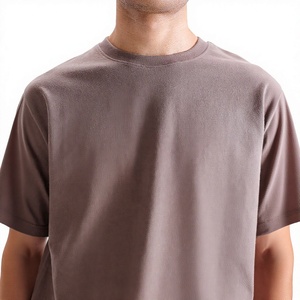 Camiseta de Algodón Lisa para Hombre, Manga Corta, Cuello Redondo, Corte Holgado, Color Sólido, Estilo Casual, Transpirable, Tejido de Punto Jersey de 220g - Product Image 4