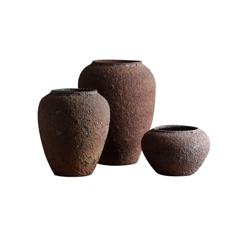 Olaria artesanal Arranjos flores secas Argila Zen Pote Vaso cerâmico Vasos de flores cerâmicas naturalistas modernos