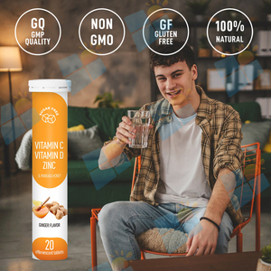 Complément alimentaire en comprimés effervescents SUNI OEM/ODM à marque privée, 1000 mg de <span class=keywords><strong>vitamine</strong></span> <span class=keywords><strong>C</strong></span>, <span class=keywords><strong>D3</strong></span> <span class=keywords><strong>et</strong></span> <span class=keywords><strong>zinc</strong></span>, pour le soutien immunitaire, saveur gingembre - Product Image 6