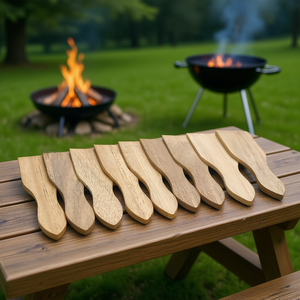 KESPER Raclette Spatulas 8 Pack Wooden Serving <b>Utensils</b> For Outdoor Cooking - Product Image 3