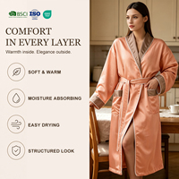 Robe de couple avec col châle en polyester tricoté double face, orange, durable pour les voyages et le quotidien, taille unique
