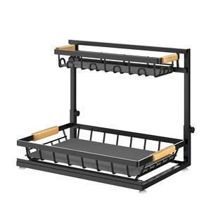 Organizador para debajo del fregadero en forma de L, paquete de 2 estantes de almacenamiento resistentes al óxido con acabado horneado de acero al carbono - Product Image 1