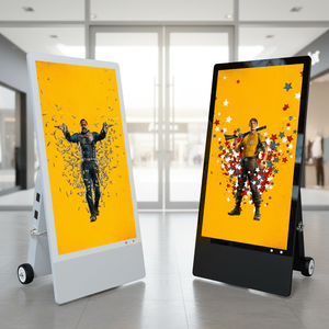 Tótem de soporte para exteriores con ruedas 32 43 55 pulgadas señalización digital portátil alimentada por batería y pantalla 1500NITs reproductor de publicidad - Product Image 1