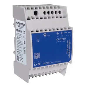 Alimentation industrielle Adelsystem DFX6024A 24Vdc 2.5A à sortie unique, refroidissement par convection naturelle, entrée 100-240VAC - Product Image 1