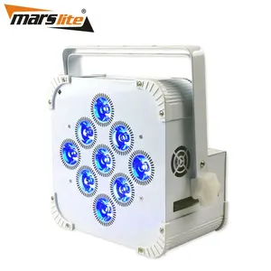 批发价格 led 超薄 par 9x18W 6in1 RGBWA UV dmx512 led uplights 无线 dmx 电池供电 led 帕