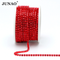 JUNAO SS6 SS8 SS12 SS16 costura en cristal Trim 10 yardas Rhinestone taza cadena ópalo blanco rosa Color cristal Cadena de diamantes de imitación