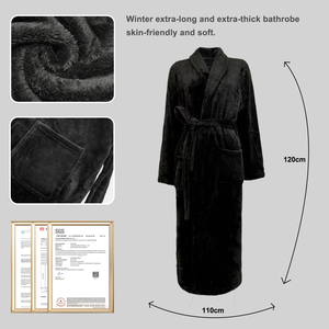 2026 नई थोक लक्जरी काले बाथरूम कस्टम लोगो गर्म और मोटी महिलाओं के बाथरोबे 100% फ्लैननेल फैशनेबल स्नान रोबे - Product Image 1