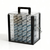 Boîte à jetons de poker Texas 1000 pièces, portable, en acrylique épaissi, transparente, avec 10 supports à jetons pour le divertissement