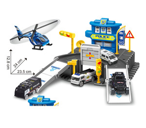 Nueva llegada mochila 37PCs DIY Polices Die Cast Car Parking Lot Track Toy Set con mapa para niños - Product Image 1