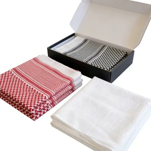 イスラム教徒向け クラシック ケフィヤ スカーフ ポリエステル シフォン チェック柄 ストライプ柄 スクエア アラビア ヘッドスカーフ 肌に優しい 通気性 メンズ - Product Image 1